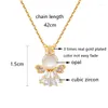 Pendant Necklaces LEEKER Small Opal Angel Necklace For Women Cubic Zircon Stone Gold Silver Color Chain Wedding Accessories LK3