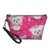 Cosmetic Bags Women Bag Travel Maltese Florals Design Ladies Makeup Pouch Female Cosmetics Portable Make Up Case