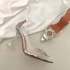 Amina Muaddi Transparent Sandales Femmes Begum Verre PVC Cristal Clair Slingback Stiletto Escarpins À Talons Hauts 9cm Marque De Luxe Designer Robe De Mariée Chaussures