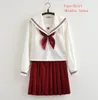 Roupas Defina uniformes escolares para meninas JK Japonês Red White Sailor Uniforme Cosplay Classe de manga longa Suits Sakura Design