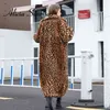 Parkas en duvet pour femmes 2021 hiver femmes fausse fourrure imprimé léopard lapin col tailleur chaud épais x-long manteau à manches longues Hipster veste Feminino T220902