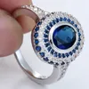 Eheringe Hainon Silber Farbe Verlobung Vintage Königsblau Zirkon Schmuck Geschenk für Frauen Luxus Versprechen