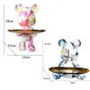 Figurines Décoratives 28cm Ours Brique Résine Action Figure Avec Plateau En Cuivre Plateau De Fruits Recevoir Salon Décoration Home Decor Collection Porte-clés