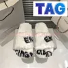 Furry Slippers Allover Logo Slide Flat Comfort Slipper indoor Warm fur sandal fluffy fuzzy plush slides comfortable winter woman shoes White Black letter Sandals