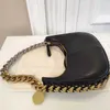 Vintage Crescent Torka na ramię dla kobiet, designerska torebka, moda w stylu Anglii, duży łańcuch, torba hobo, skóra, czarna, czarna