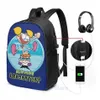 حقيبة ظهر رسومات طباعة Dexter و Dee Dexters Laboratory USB Charge Men School Bags Women Bag Travel Laptop278W