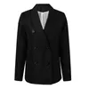 Women's Suits Casual Pure Color Blazer Feminino Double Breasted Chic Woman Notched Collar Elegant Coat