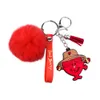 Gros Pom PU cuir Animal mauvais lapin boule de fourrure fourrure bouffée boule porte-clés suspendu accessoire