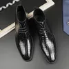 Boots de la cheville britannique Chaussures masculines classiques pointues craquettes en réseau une couleur solide pu de la mode de mode décontractée Daily Ad143