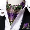 활 타이 hi-tie 럭셔리 페이즐리 크라바트 남자 자주색 녹색 포켓 스퀘어 커프 단추 Ascot Scarf Tie 남자 캐주얼 세트