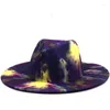 Berretti 2022 invernali colorati cappelli Fedora per le donne moda piatto a tesa larga Panama feltro di lana Jazz cappello stile Fedora da uomo