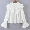 Women's Blouses GypsyLady White Lace Elegant Blouse Shirt Cotton Chic Ruffles Spring Women Long Sleeve Office Ladies Top 2022