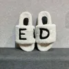 Mode Wollen Pantoffels Ontwerper Bont Slides Voor Vrouw Letters Luxe Sandalen Platte Hakken Open Teen Indoor Pluche Schoenen Met Doos