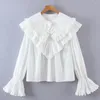 Women's Blouses GypsyLady White Lace Elegant Blouse Shirt Cotton Chic Ruffles Spring Women Long Sleeve Office Ladies Top 2022