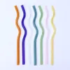 8x200mm colorful wavy glass drinking straws pipette ecofriendly baby milk juice reusable glass straw bar party