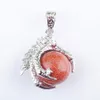 Pendants de sable doré en pierre naturelle Round Ball Perle Dragon Claw Crystal Reiki Chakra Femmes Give Pendant N3107