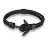 Trendy Punk Black Anchor Charm Bracelets for Men Handmade Multilayer Rope Chain Leather Bracelet Navy Hand Lucky Survival Vintage Jewelry