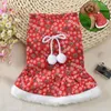 Dog Apparel 2023 Christmas Costume Dress Puppy Warm Fleece Skirt Clothes Autumn And Winter Pet Red Fancy