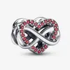 Familie Infinity Red Heart 925 Sterling Silver Charm Pandora Crystal CZ Momenten Liefde voor Valentijnsdag Fit Charms kralen armbanden sieraden 792246C01 Andy Jewel