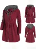 Trench da donna YISOLIFE Abbigliamento Giacca a vento di media lunghezza Slim Fit Falso due giacche Donna di grandi dimensioni con cappuccio Cappotto casual in cotone 220902