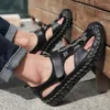 صندل الصيف للرجال الرجال رجال الأحذية غير الرسمية تصميم شاطئ جلدي حقيقي الحجم كبير الحجم