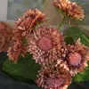 Dekorativa blommor Artificial Flower Autumn Sunflower 6 Heads Fake Bouquet With Stam For Wedding Bridal Fall Decor Table