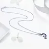 Chaînes BISAER Colliers En Argent Sterling 925 La Nuit Fée Pendentif Lune Chaîne À Maillons Originale Pour Femmes Fine Jewelry Gift ECN244