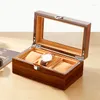 Watch Boxes Fashion 3 Grids Watches Display Storage Box Jewelry Black Collection Organiser Holder Wooden Glass Removable Velvet Case