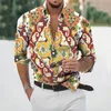 Erkekler sıradan gömlek bluz düğmesi aşağı gömlek erkekler moda moda azik baskı 3D dijital baskı hafif nefes alabilen uzun boyun
