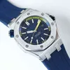 Lüks Mens Mekanik Saat AP15703 Royal Ofshore Serisi 9015 Hareket Kauçuk Kayışı Tam Otomatik İsviçre ES Marka Bilek Swatch