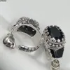 Neu gestaltete baumelnde Nietenschädel-schwarze Edelstein-Frauen-Männer-Perlen-Ohrringe Ohr-Hoop-Punk-Stil-Halsketten-Armband-Damen-Ohrring-Bolzen Desi278m