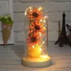 Decorative Flowers Artificial Flower In Glass Dome & Led Light Strip Enchanted Gift For Women On Valentine's Day Anniversary