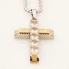 Pendant Necklaces Trendy Top Sale Stainless Steel Jesus Cross With Bling CZ Men's Women's Jewelry Necklace Free Box Link Chain