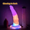 Articles de beauté Yocy New Squirting Monster Dildo Gluging in Dark Fantasy Butt Plug Silicone Flexible Sexy Toy for Women Men Men Prostate Stimulateur