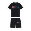 Yaz Yeni Trapstar London Aligi Kısa Kollu Tişört Takım Şönil Kod Çözüm Siyah Buz Tadı 2.0 Erkek Yuvarlak Boyun T-Shirt Şort