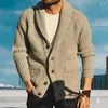 メンズセーターウールヤーングッドポケットデザイン男性カーディガン軽量ジャケット冬のための長袖
