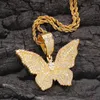 Anh￤nger Halsketten HipHop Schmuck Kupfer Schmetterling aus Kubikzirkonia Charme Chic Accessoires f￼r Tropfen vereisert