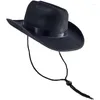 Berets w stylu retro solidny kolor filcowy kapelusz cowgirl z przeciwpoślizgowym zespołem Western Sun Protect