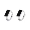 Hoop Earrings 925 Sterling Silver Black Geometric Square Zircon Earring For Women Simple Ear Buckle Temperament Party Jewelry