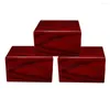 시계 박스 3pcs 빨간색 보석 컬렉션 박스 나무 디스플레이 여행 스토리지 레이디 선물 쇼케이스