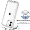 3 in 1 Shockproof Transparent Cases For iphone 14 13 Pro Max 12 11 Xs Xr X SE 2022 7 8 Plus Armor PC Protective Shell