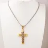 Pendant Necklaces Trendy Top Sale Stainless Steel Jesus Cross With Bling CZ Men's Women's Jewelry Necklace Free Box Link Chain