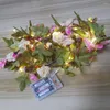 Str￤ngar h￤rlig rosblomma girland med koppar led fairy str￤ngljus 2,5 m 30 lysdioder med batteri blommor remsa