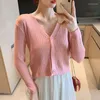 Swetery damskie Bozrey Cardigan dla kobiet jesienne ubrania moda seksowna retro w dekolcie w szczupłym topowym swetrze krótka kurtka