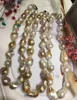 Chains Natural 15-24mm Genuine White Purple Baroque Pearl Necklace