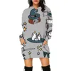 Women Casual Hoodie Dress Melanin Sweatshirt Fashion Dresses Halloween 3D Print Long Hooded Pullover Sweatshirts