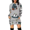 Moletom feminino casual com capuz vestido moletom melanina vestidos da moda halloween estampa 3d moletons pulôver com capuz longo