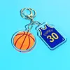 New Printed On Jersey Shape Keychain Charms Sports Key Ring for men's and women's children Basketball Fan Trinket Souvenir Accessories Gift