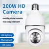 Wirelesswifi 1080p Säkerhetskamera för hemövervakningsskruv i E27-glödlampa Socket Spotlight Color Night Vision HD Two-Way Talk Motion Alarm PTZ 360 grader