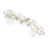 Pinces à cheveux couleur argent feuille Long peigne mariage vigne Accessoires Vintage mariée bandeau bijoux femmes casque